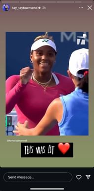Taylor Townsend's Instagram story
