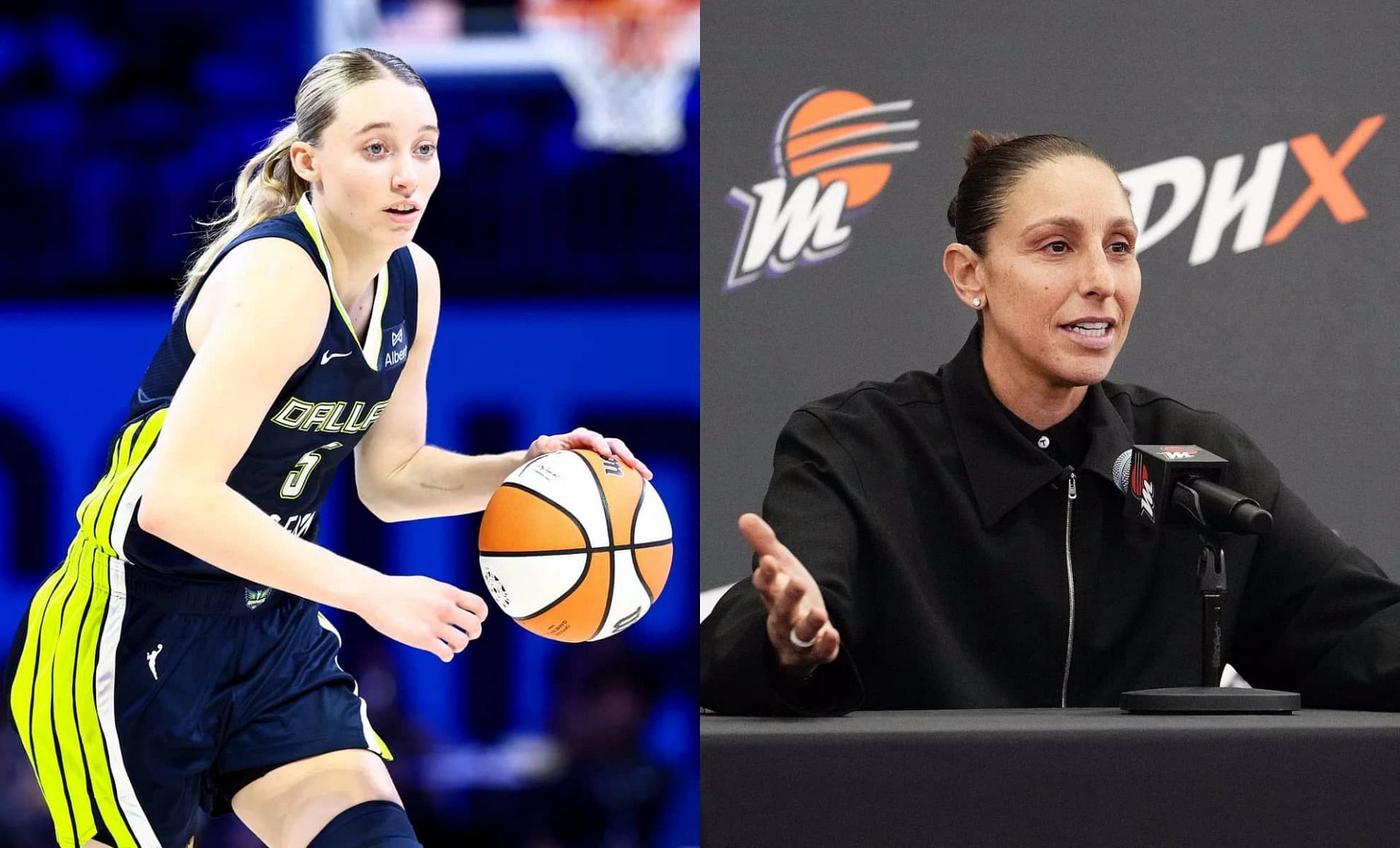 Paige Bueckers and Diana Taurasi