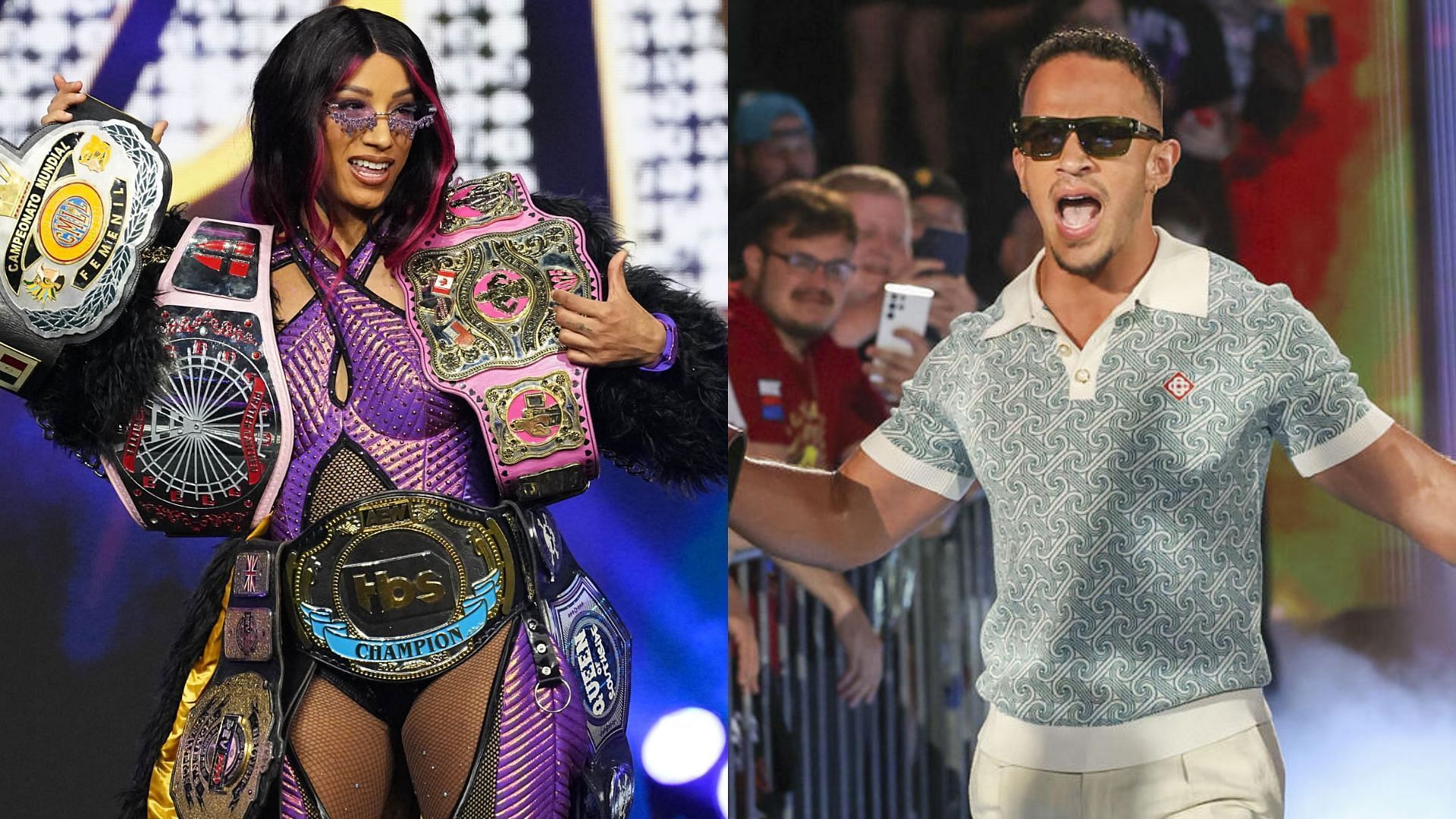 Ricky Saints is a former AEW star who is now signed with NXT, while Mercedes Mon&eacute; is one of the most dominant women in AEW [photo: AEW and WWE Official Websites]