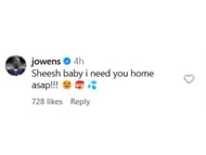 Jonathan Owens' comment on Instagram