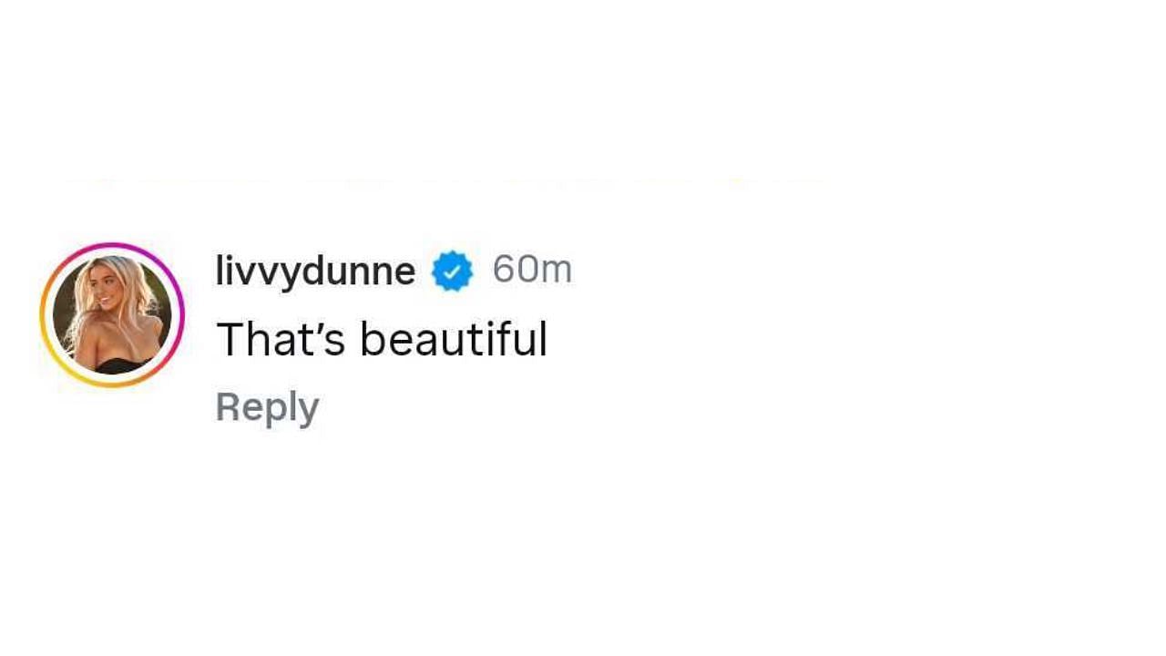 Screenshot of Olivia&#039;s comment on her sister, Julz&#039;s Instagram post (Image from - Instagram.com/@julzdunne)