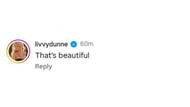 Screenshot of Olivia's comment on her sister, Julz's Instagram post (Image from - Instagram.com/@julzdunne)