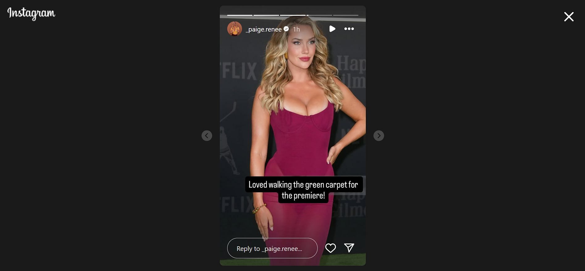 Paige Spiranac appears in a maroon dress (Image Credit: Instagram @_paige.renee)