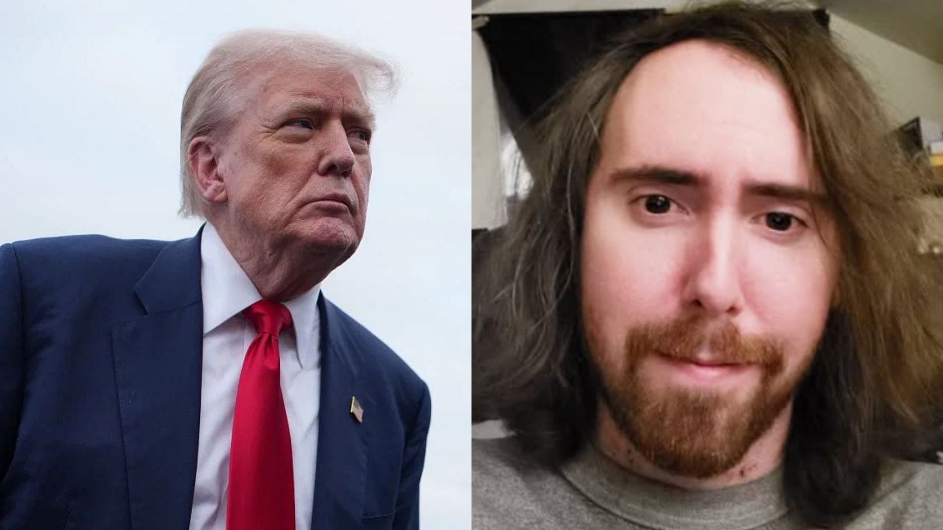 Asmongold believes Trump is a viewer (Images via @asmongold/Instagram, Getty)