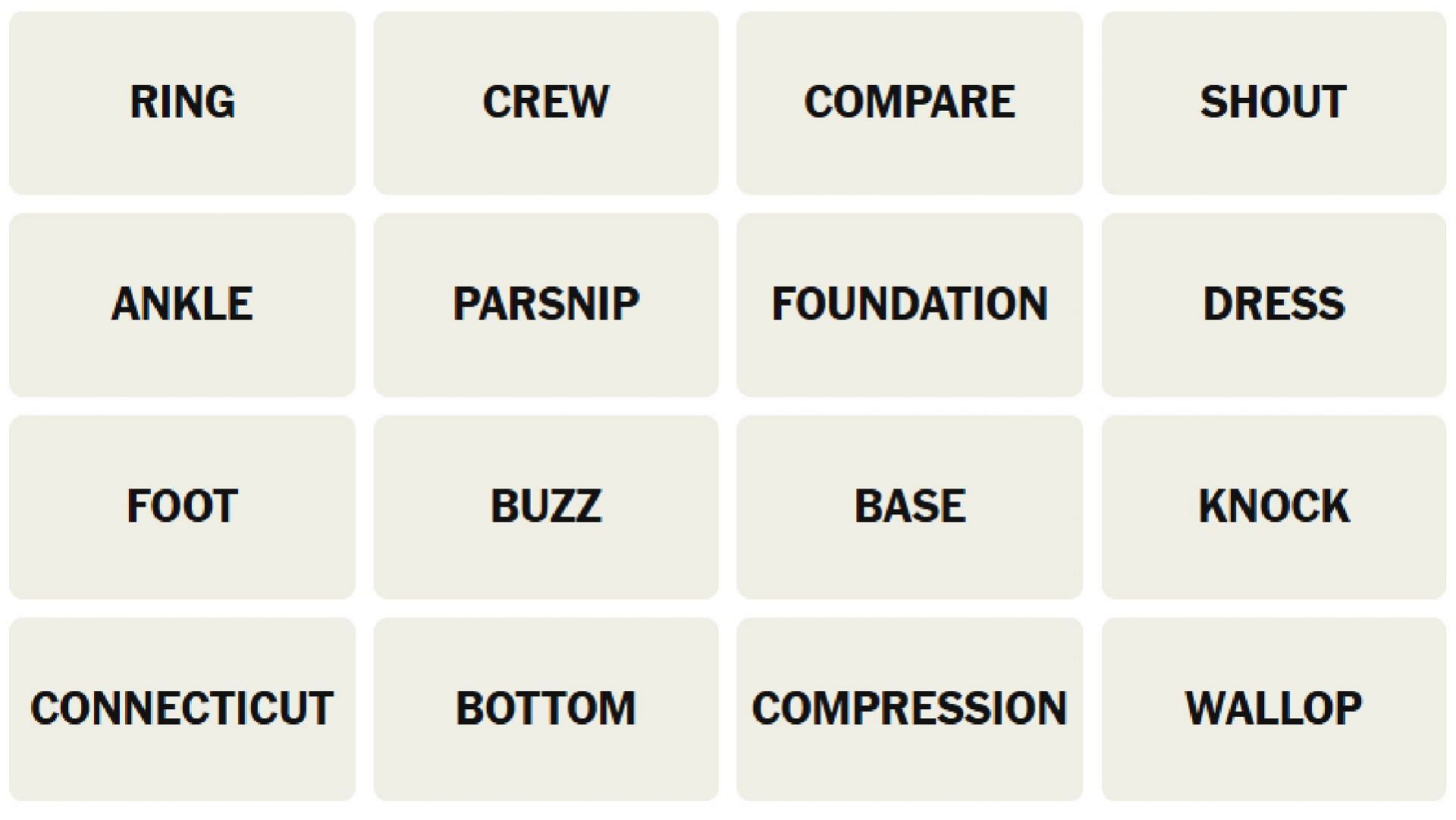 The New York Times Connections puzzle&#039;s words for today (Image via The New York Times)