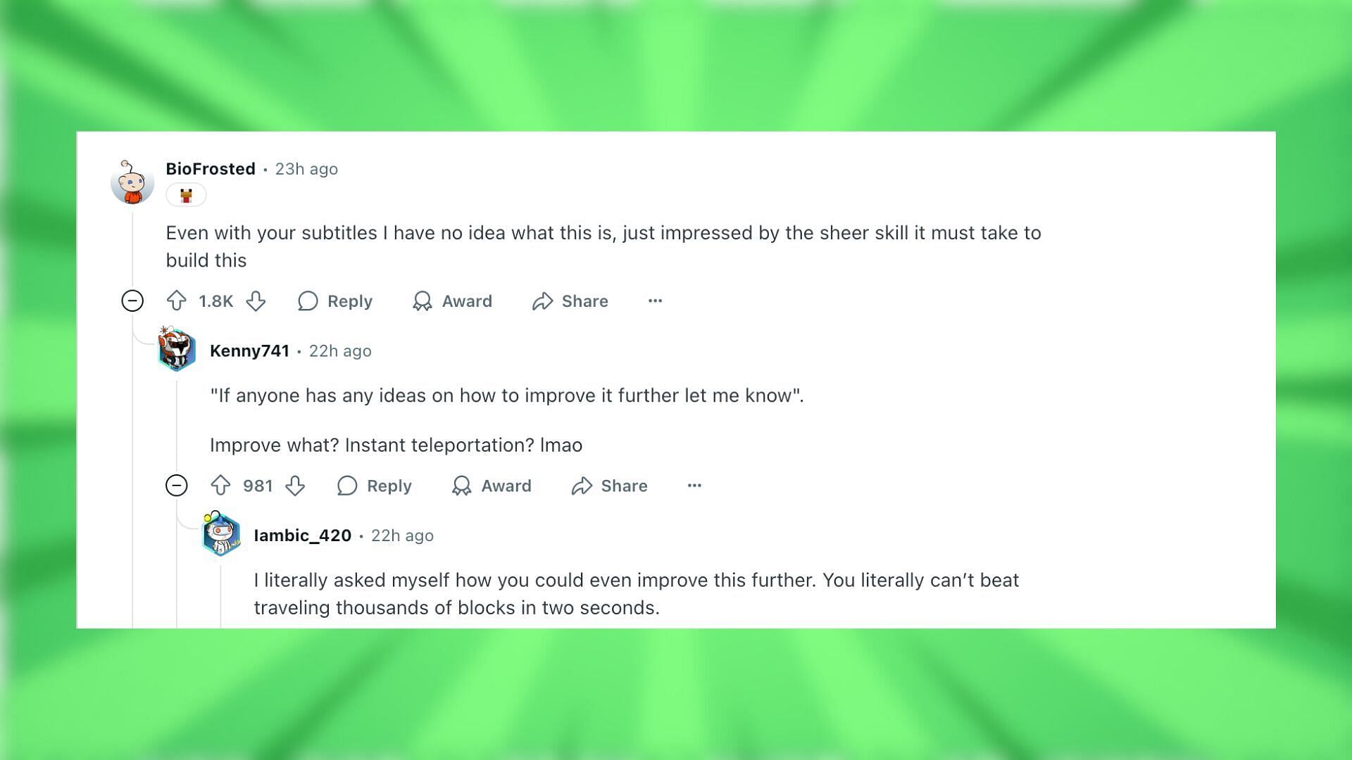 Redditors react to the teleportation machine (Image via Reddit)