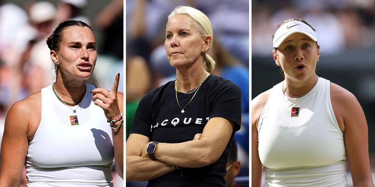 Aryna Sabalenka (left), Rennae Stubbs (center), Amanda Anisimova (right), Sources: Getty