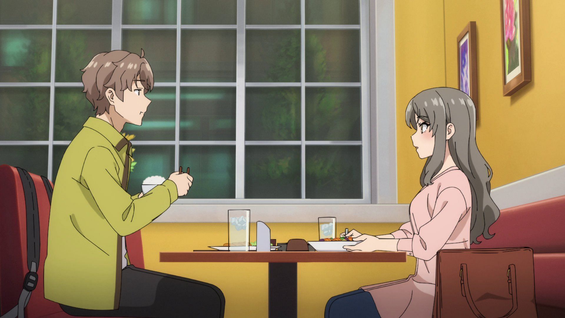 Sakuta and Rio as seen in Rascal Does Not Dream of Santa Claus episode 2 (Image via Studio CloverWorks)