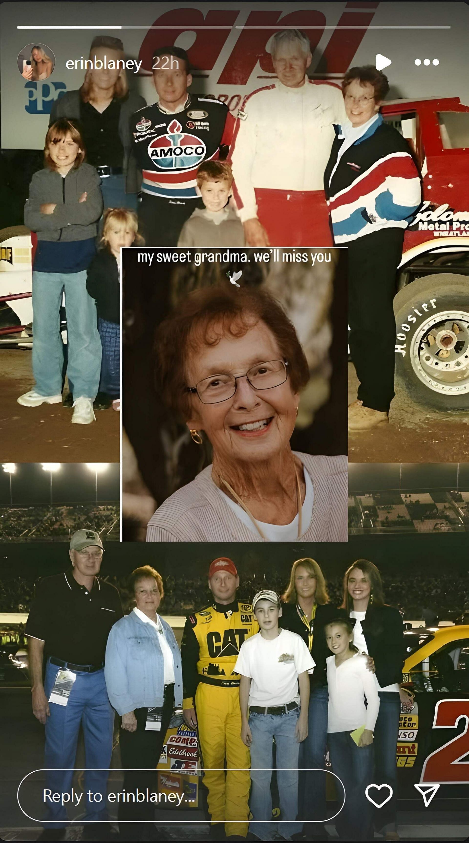 Ryan Blaney&#039;s sister, Erin Blaney&#039;s story for her grandmother, who recently passed away. Source: via Instagram, @erinblaney