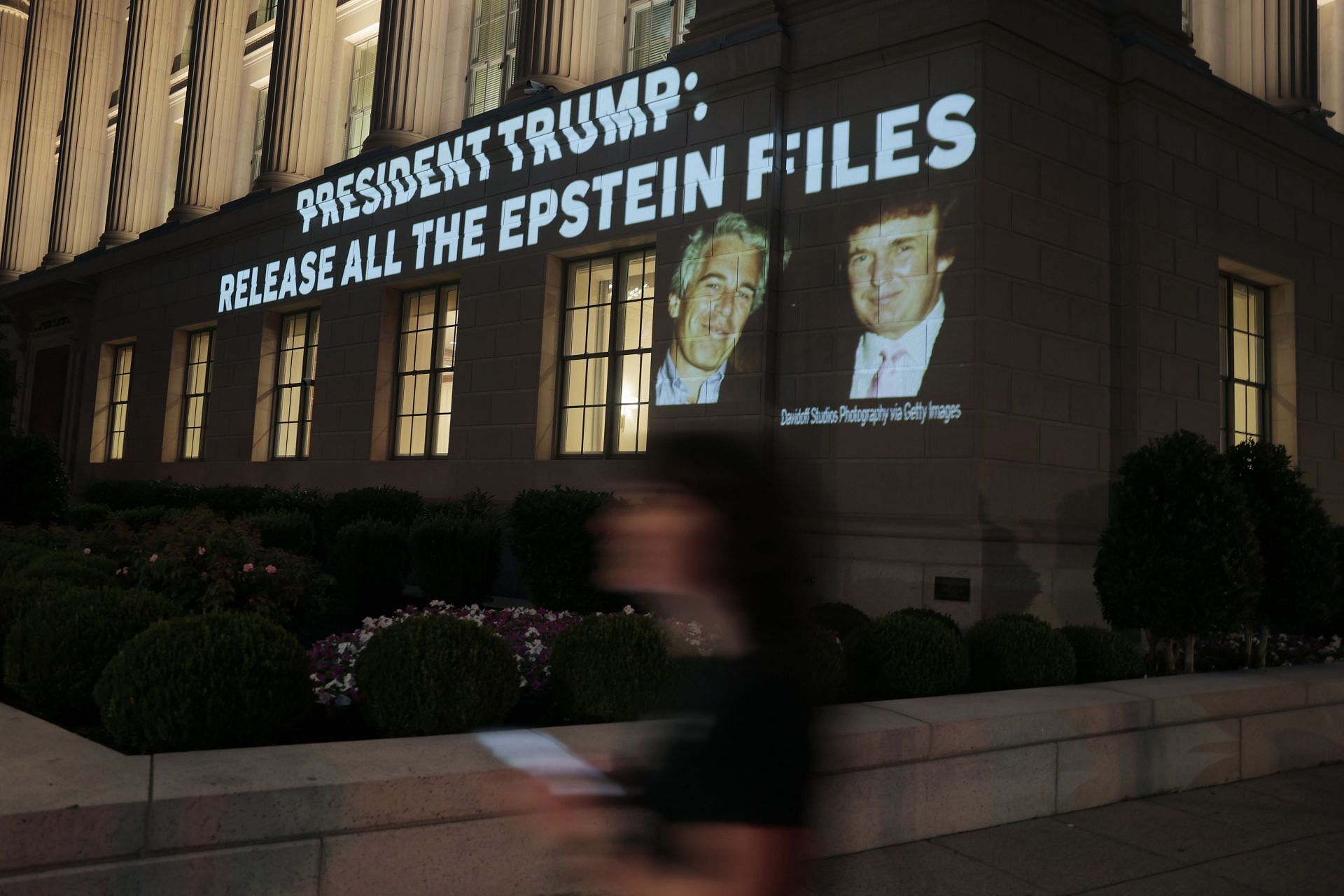 Activists Project Message To Trump Calling For Release Of Epstein Files - Source: Getty