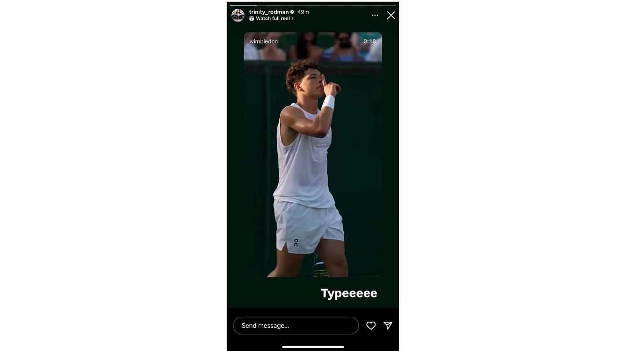 Rodman's Instagram story (@trinity_rodman)
