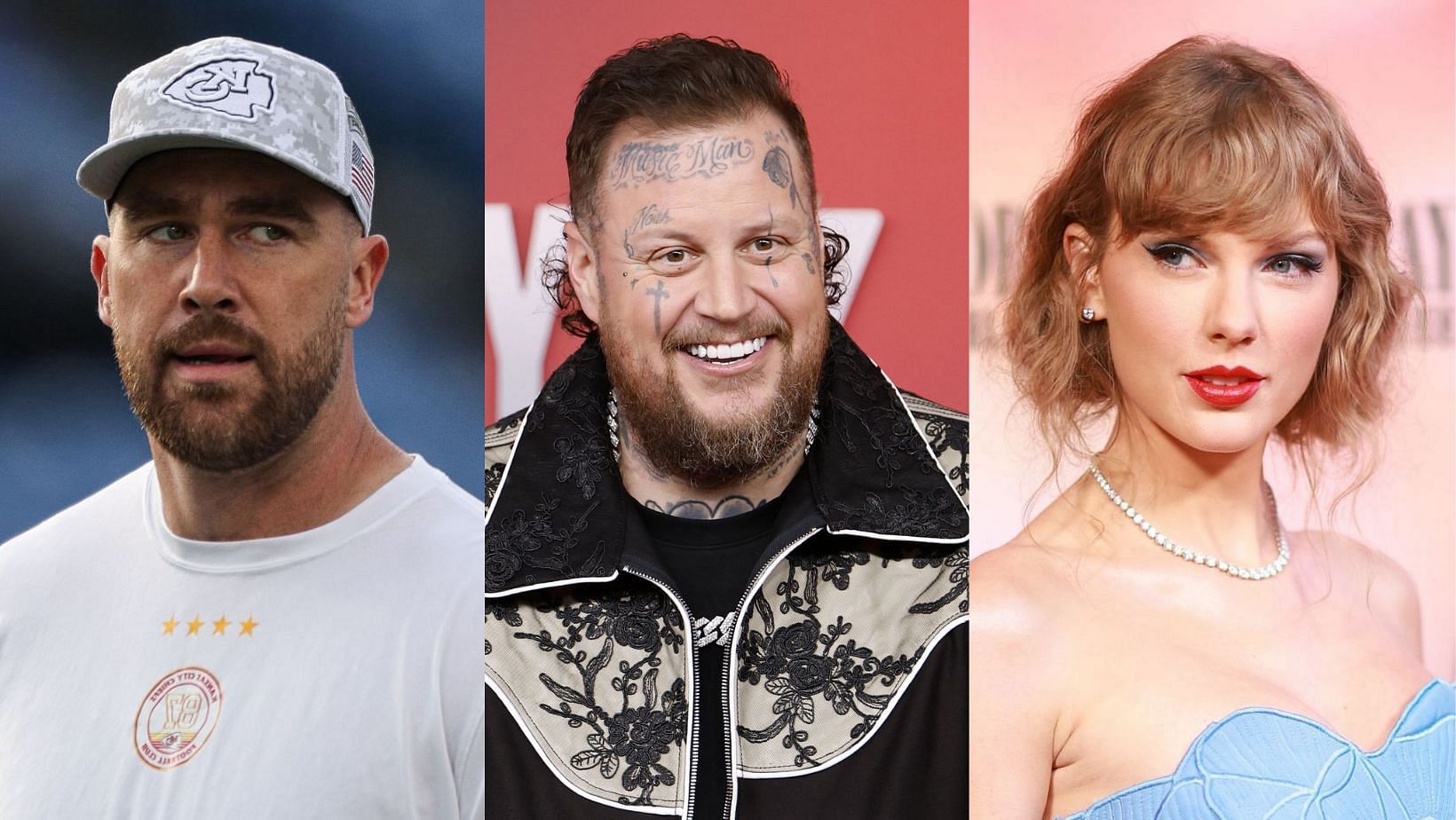 Travis Kelce reacts to Taylor Swift getting high praise from Jelly Roll (Image Credit: GETTY)