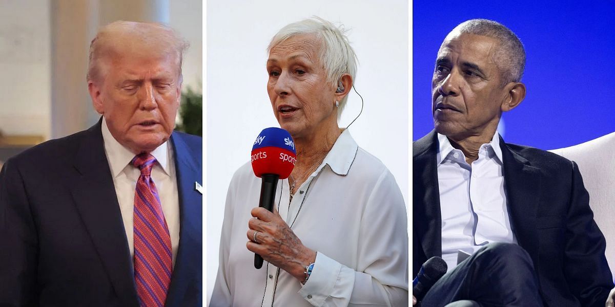 Martina Navratilova (center), Donald Trump (left), Barack Obama (right), Sources: Getty