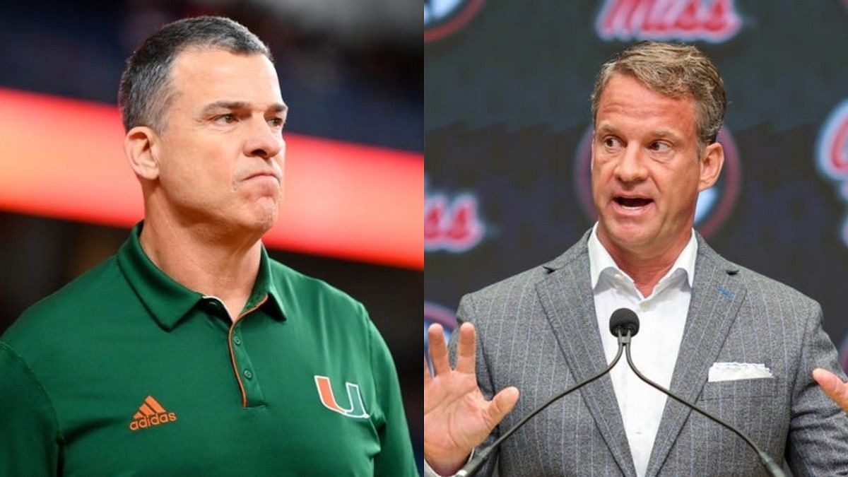 Mario Cristobal (L) Miami at Syracuse &amp; Lane Kiffin (R) SEC Media Day (Image Credits: Imagn)
