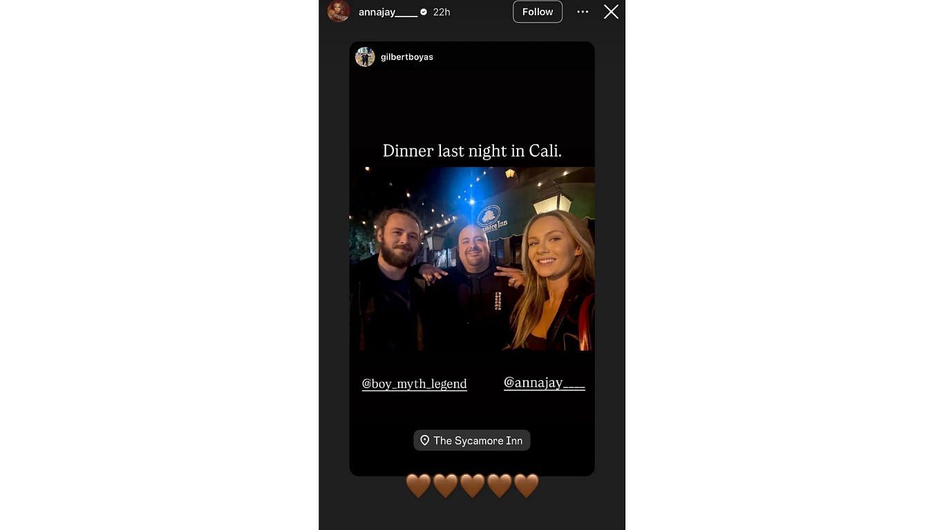 Screenshot of Anna Jay&#039;s Insta story.