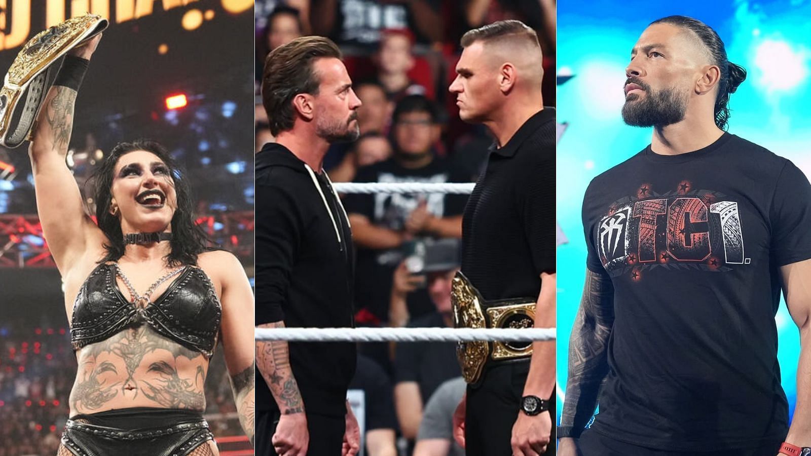 Rhea Ripley, CM Punk &amp; Gunther, and Roman Reigns