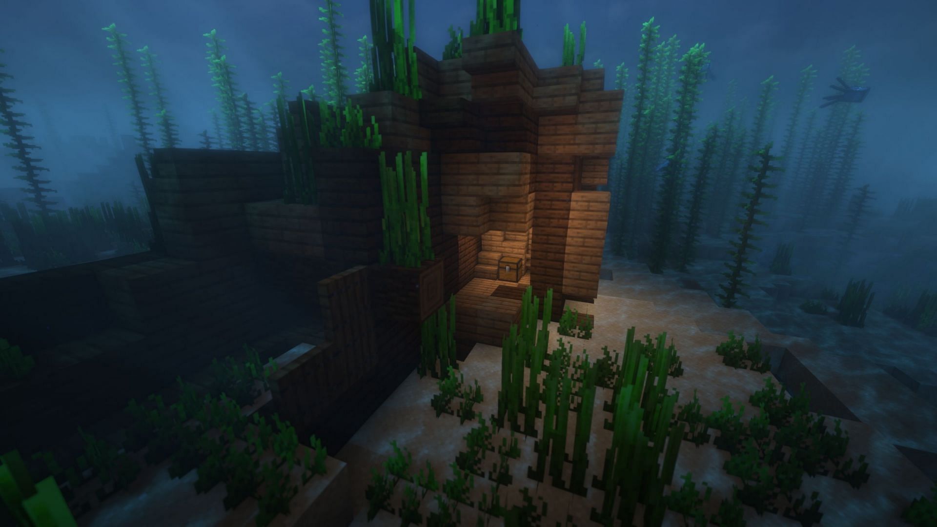 Shipwreck can have a treasure chest hidden in it (Image via Sportskeeda Gaming || Mojang Studios)