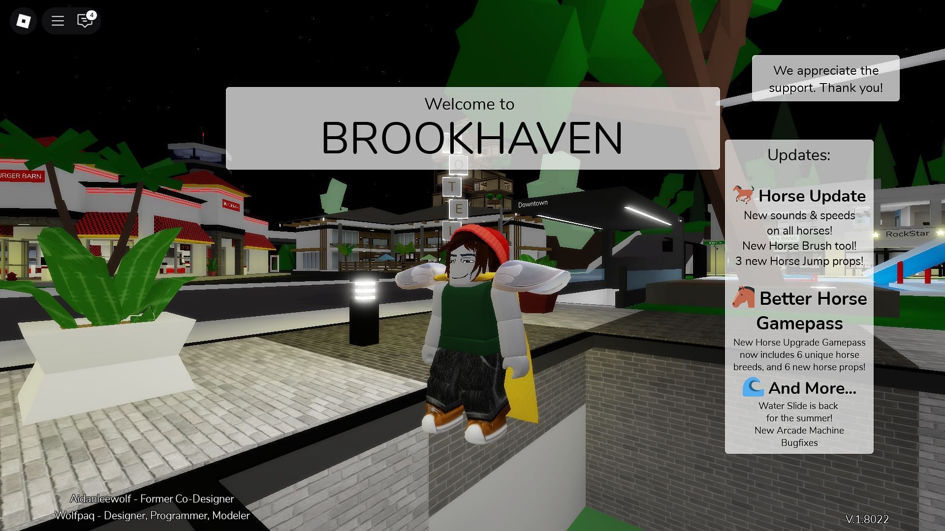 In-game update log (Image via Roblox)