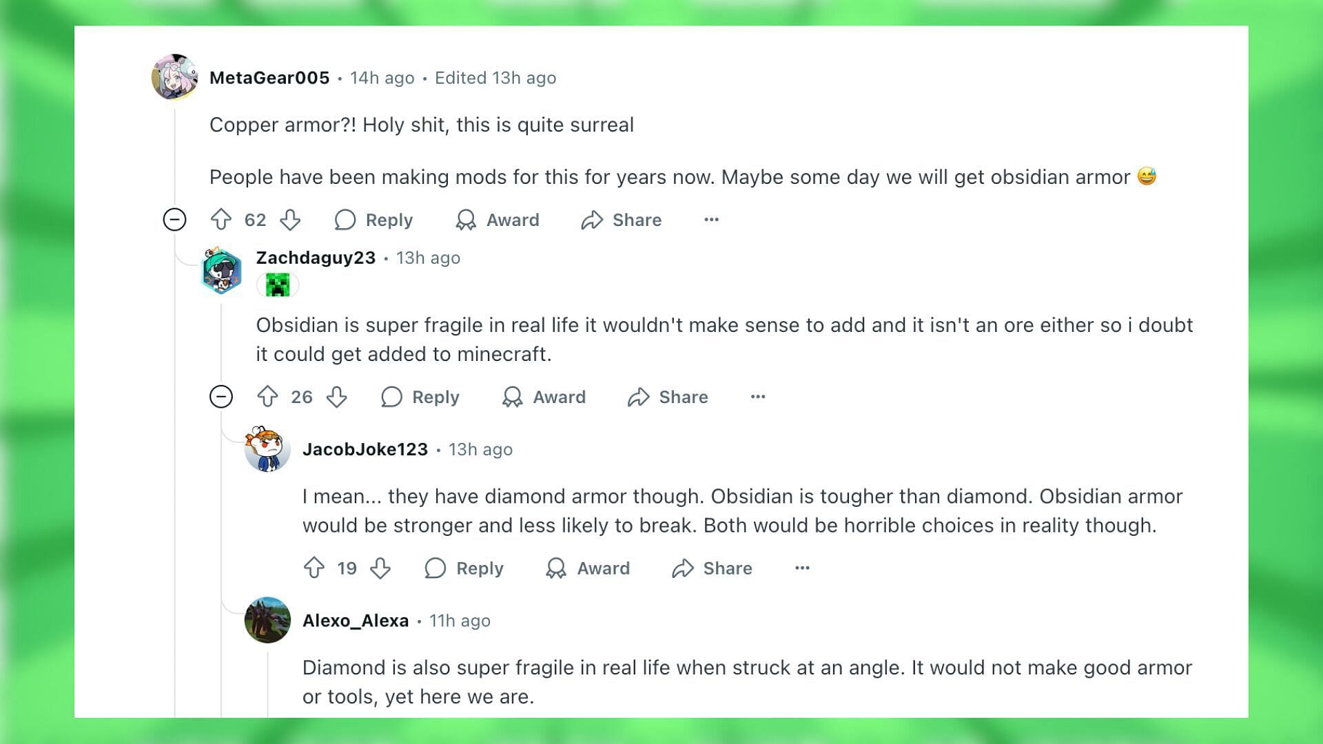 Redditors react to the addition of copper tools in Minecraft (Image via Mojang Studios)