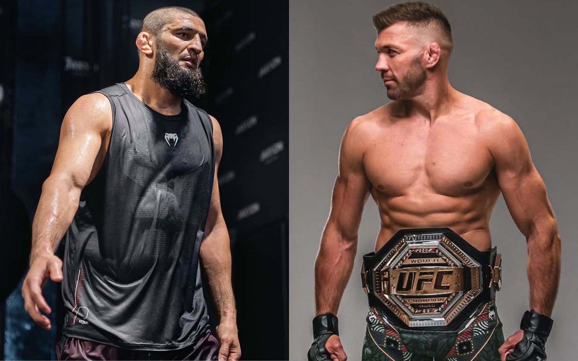 Khamzat Chimaev (left) is set to fight Dricus du Plessis (right) at UFC 319. [Images courtesy: @khamzat_chimaev and @dricusduplessis on Instagram]