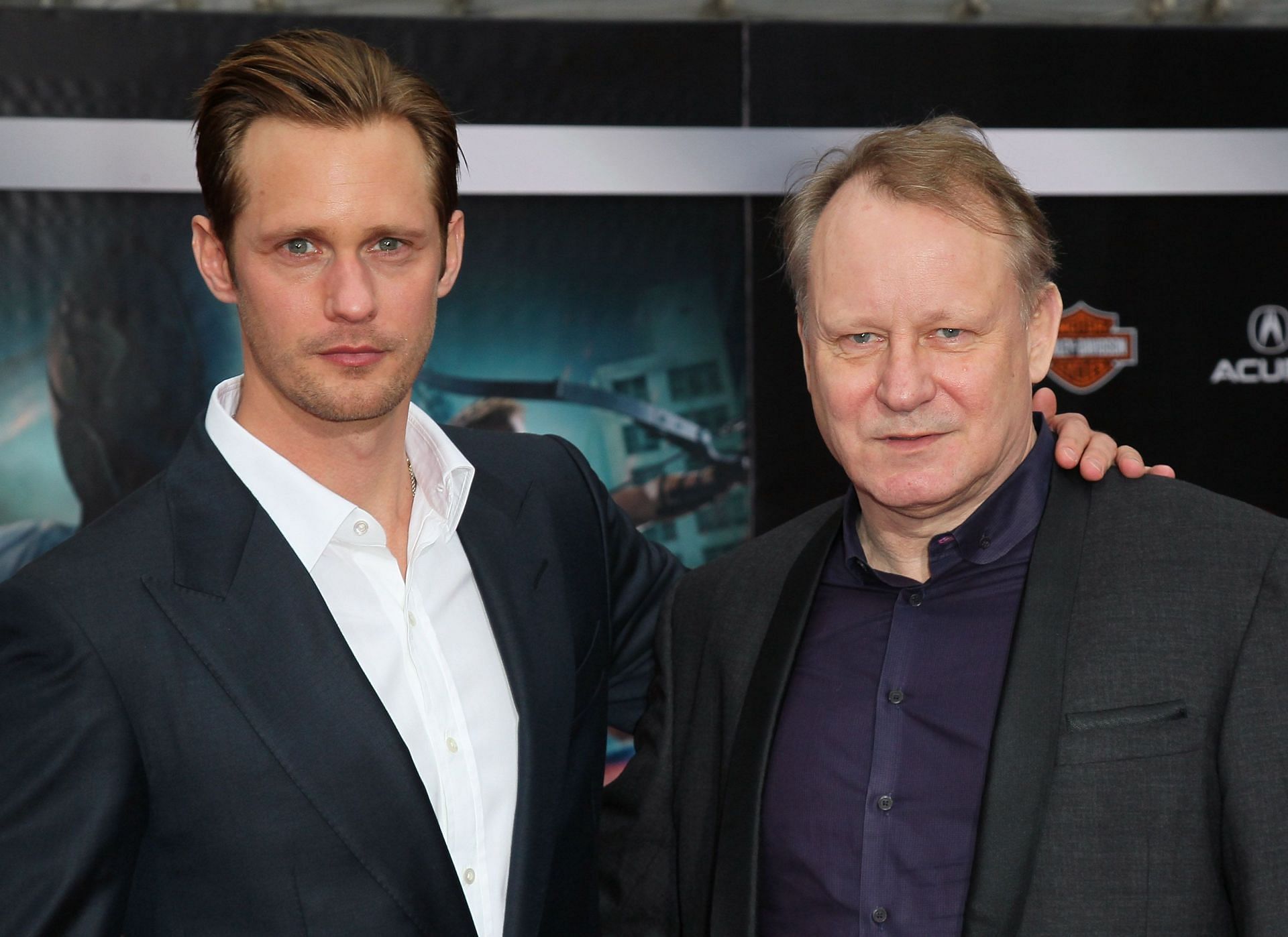 Stellan and Alexander Skarsgard at the Premiere Of Marvel Studios&#039; &quot;Marvel&#039;s The Avengers&quot; (Image via Getty)