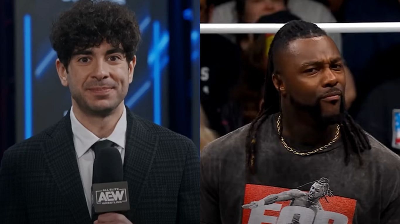 Tony Khan (left) and Swerve Strickland (right) [ Images from AEW