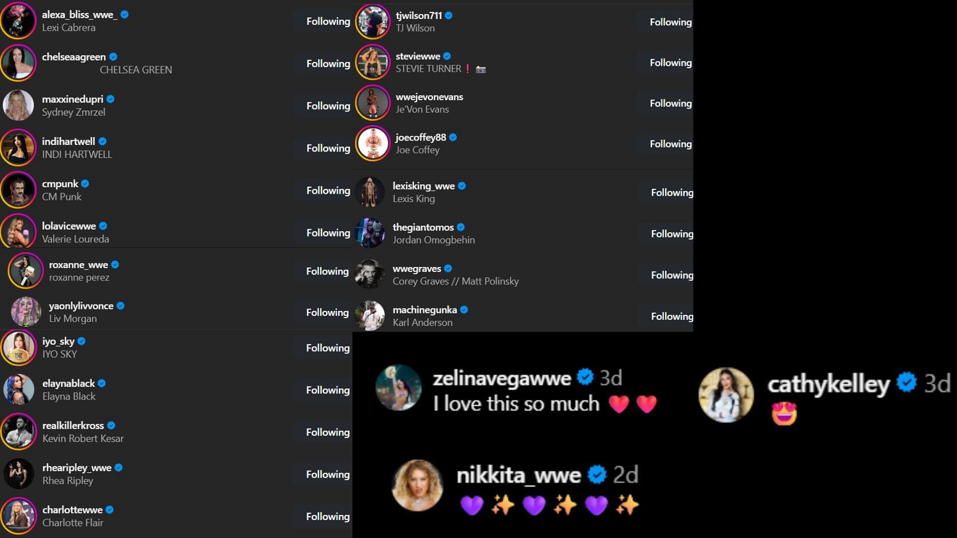 Screenshots of stars&#039; likes and comments. [Image via Dakota Kai&#039;s Instagram]