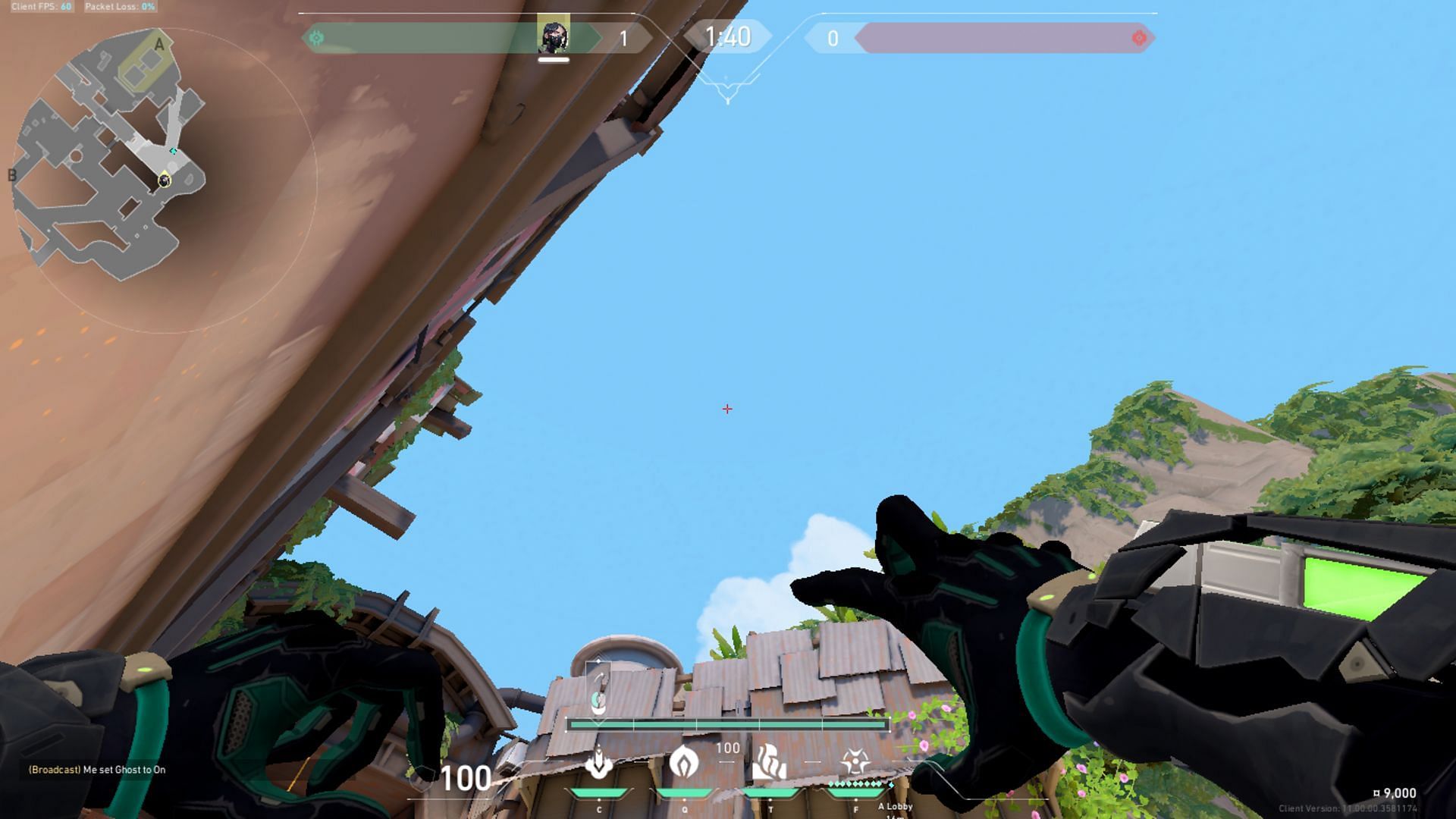 Line up your Ult HUD marker with the pinged spot near the roof (Image via Riot Games)