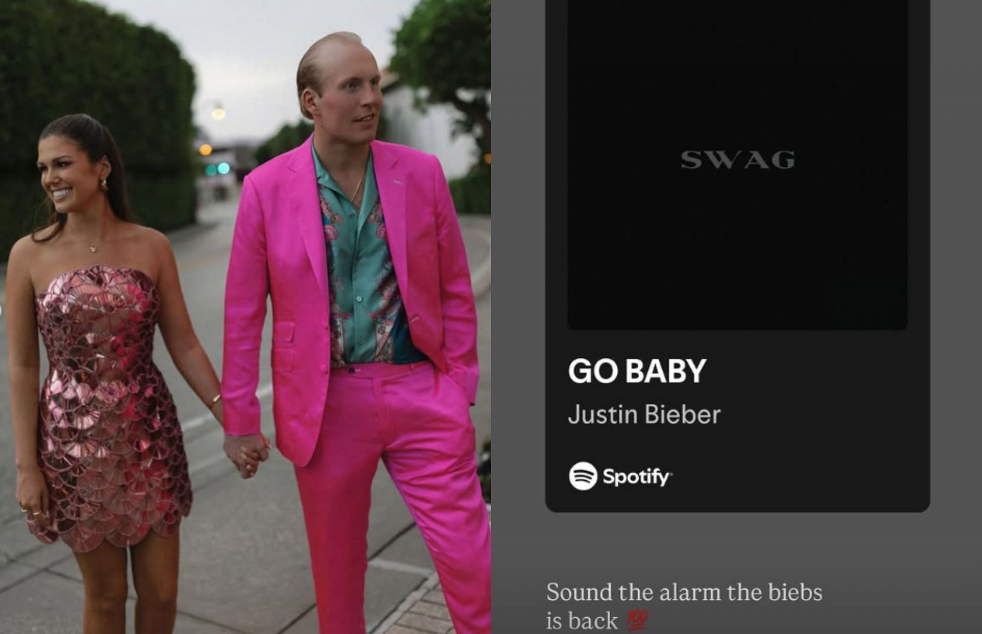 Patrik Laine&rsquo;s wife Jordan joins Auston Matthews and Mitch Marner in supporting Justin Bieber&rsquo;s new album &lsquo;Swag&rsquo; (via Instagram/@jordanleighlaine)