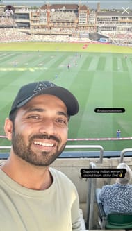Ajinkya Rahane attends ENG vs IND 2025 women’s 3rd T20I (Image via Instagram-@ajinkyarahane)