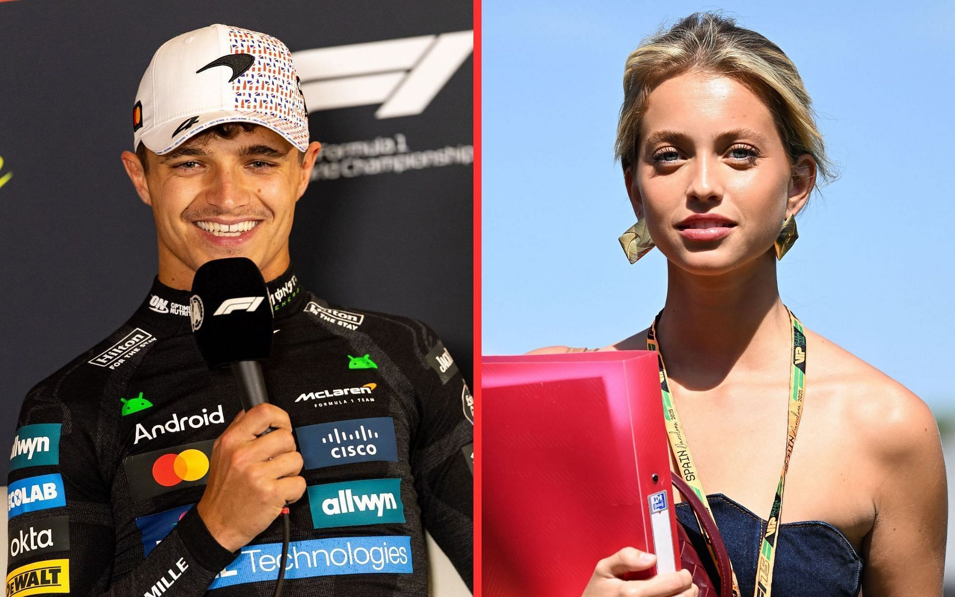 Lando Norris (L) and Margarida Corceiro (R)