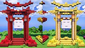 Minecraft player showcases beautiful Torii gate-inspired docking stations for happy ghasts