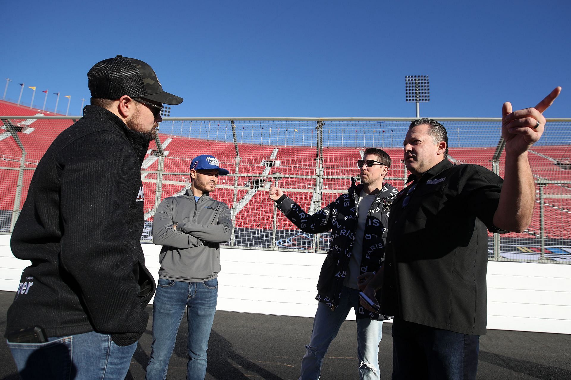 (L-R) Ricky Stenhouse Jr., Kyle Larson, Denny Hamlin, and Tony Stewart. Source: Getty