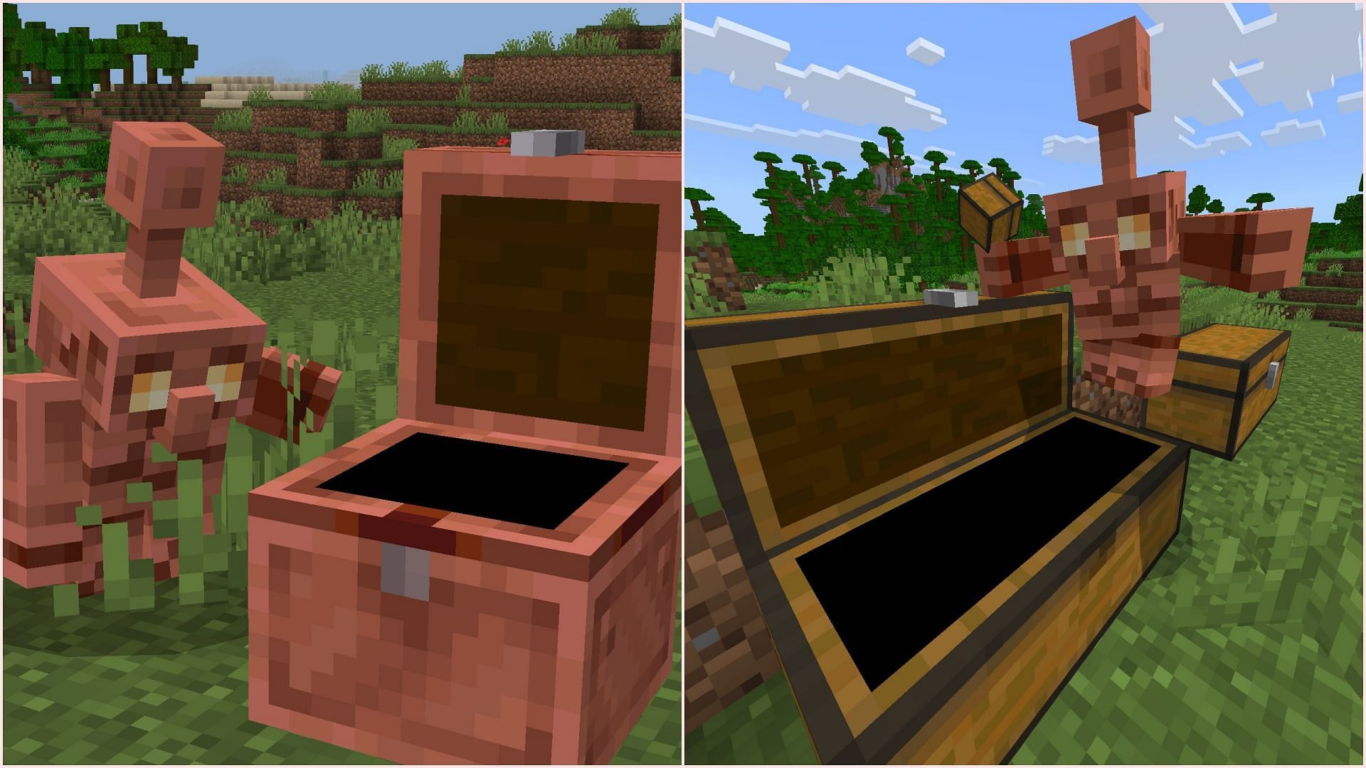 Copper golem can automatically sort items in chests after taking them out from the copper chest (Image via Sportskeeda Gaming || Mojang Studios)