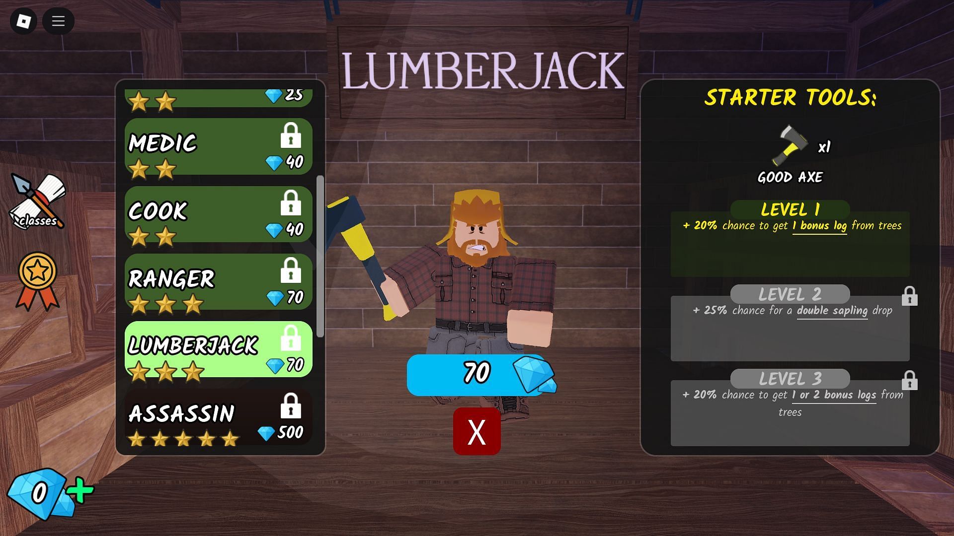 The Lumberjack Class (Image via Roblox)