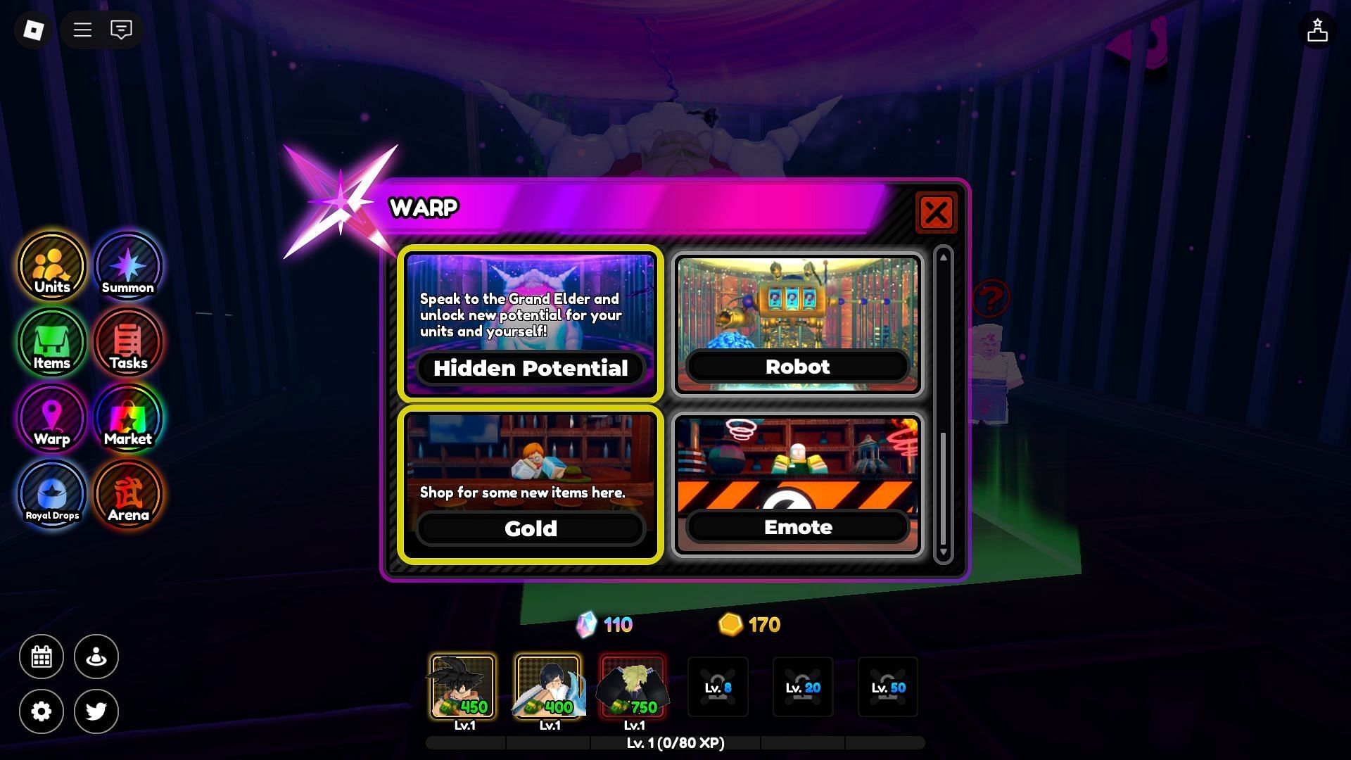 The Hidden Potential warp (Image via Roblox)