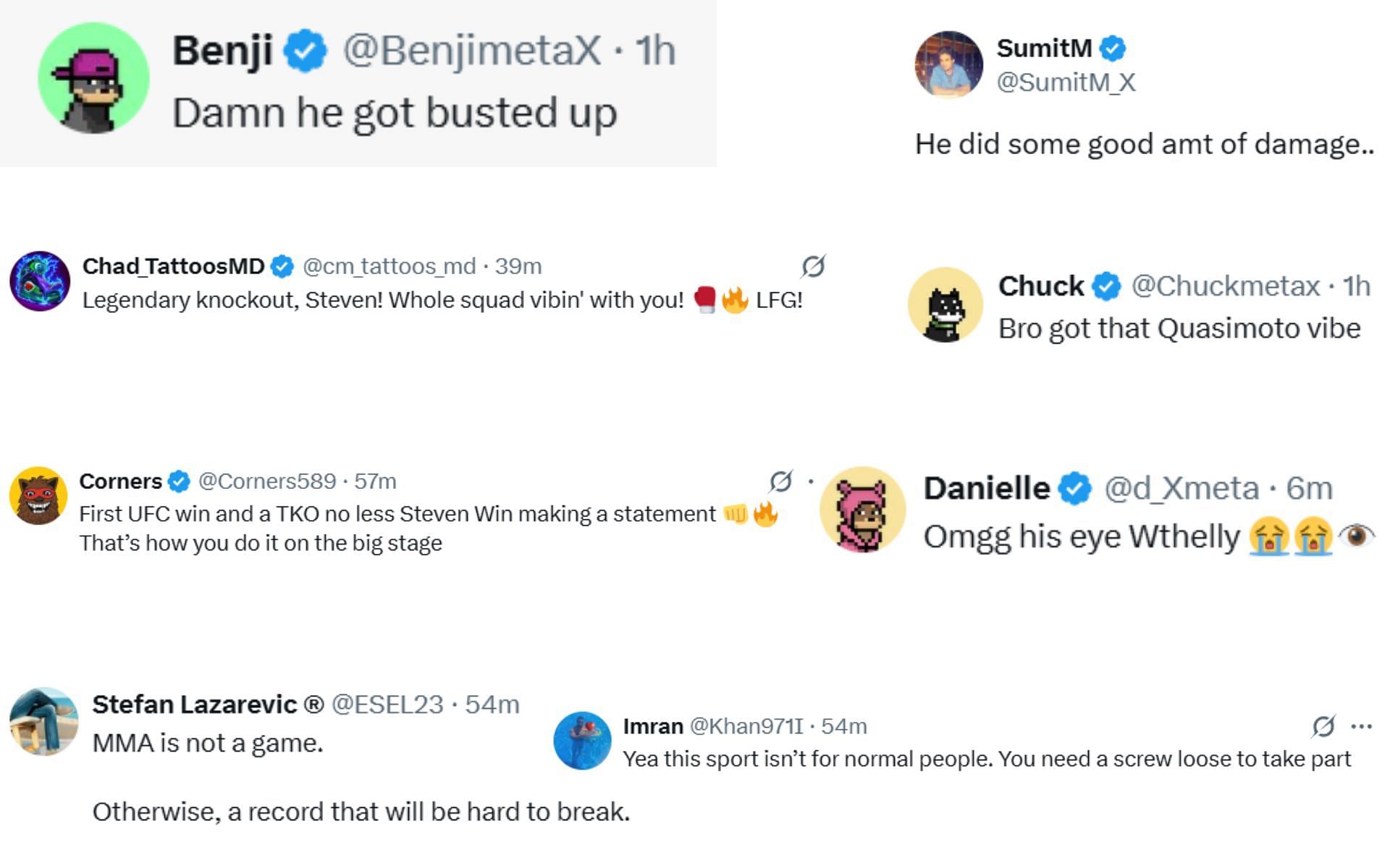 Fan reactions [Screenshots courtesy: @ufc on X]