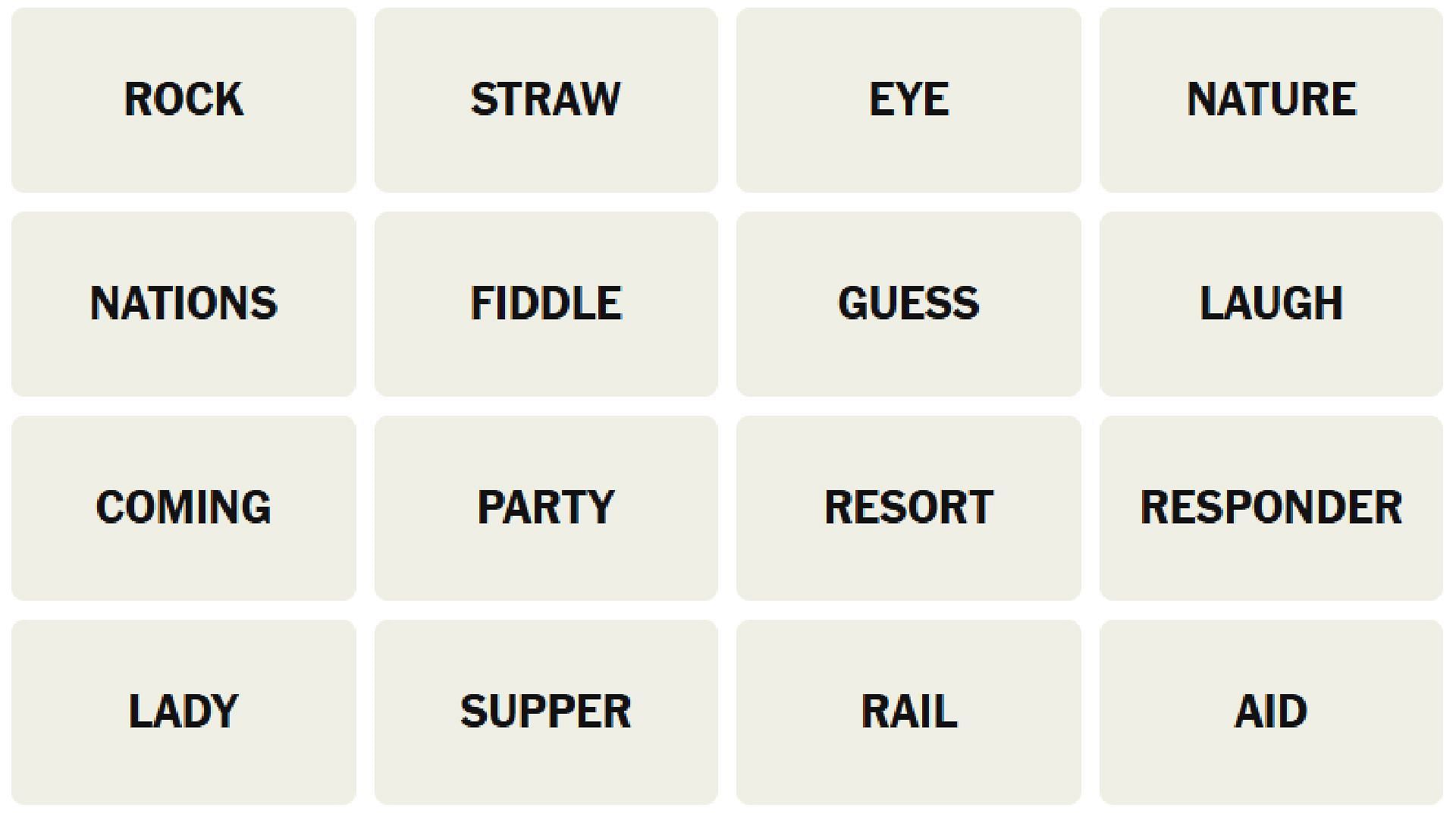All words for today&#039;s New York Times Connections puzzle (Image via The New York Times)