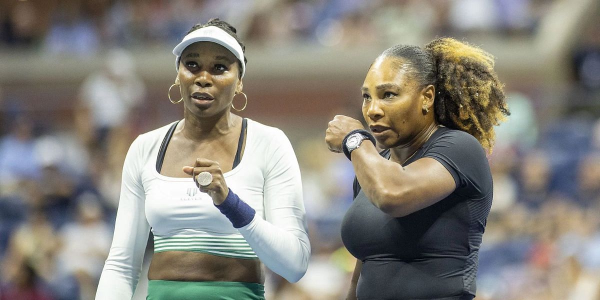 Venus Williams (left) and Serena Williams (right) at the 2022 US Open, Source: Getty