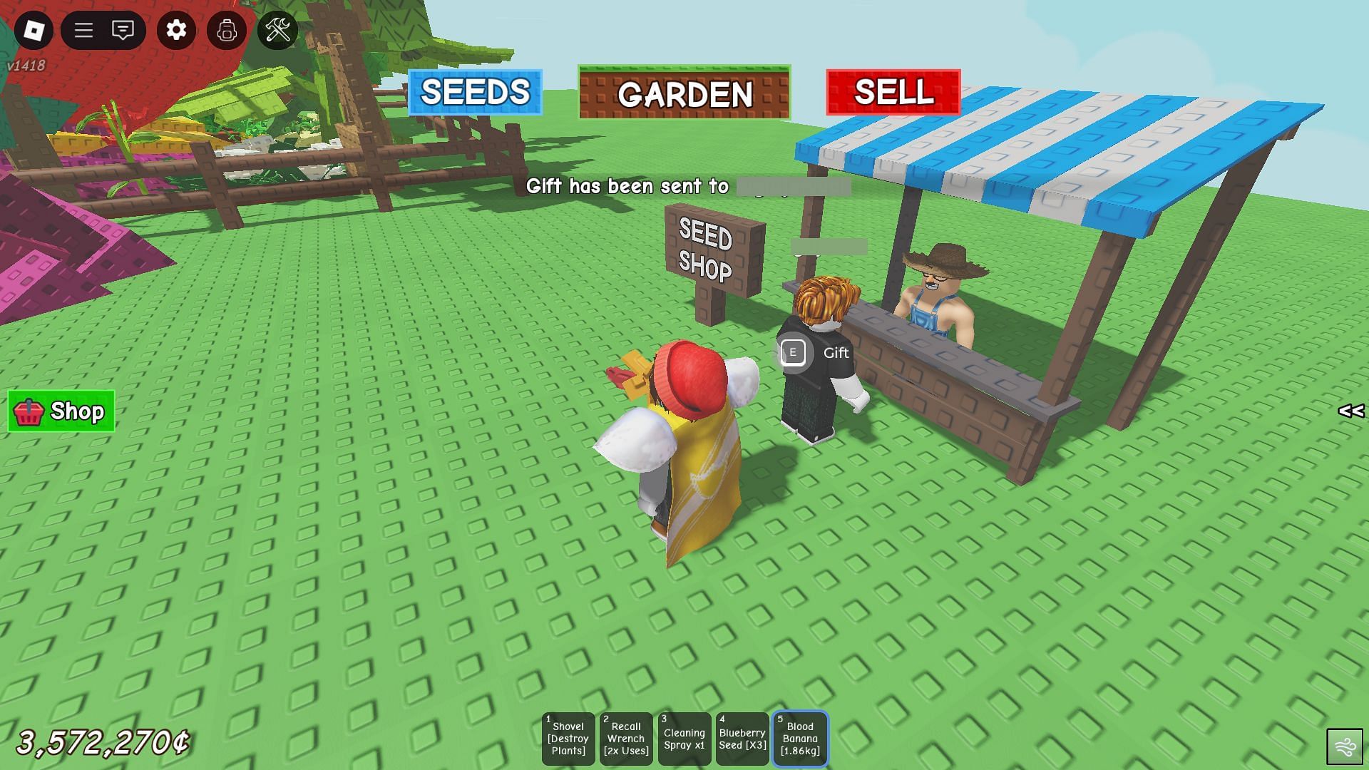 Gifting a Fruit (Image via Roblox)