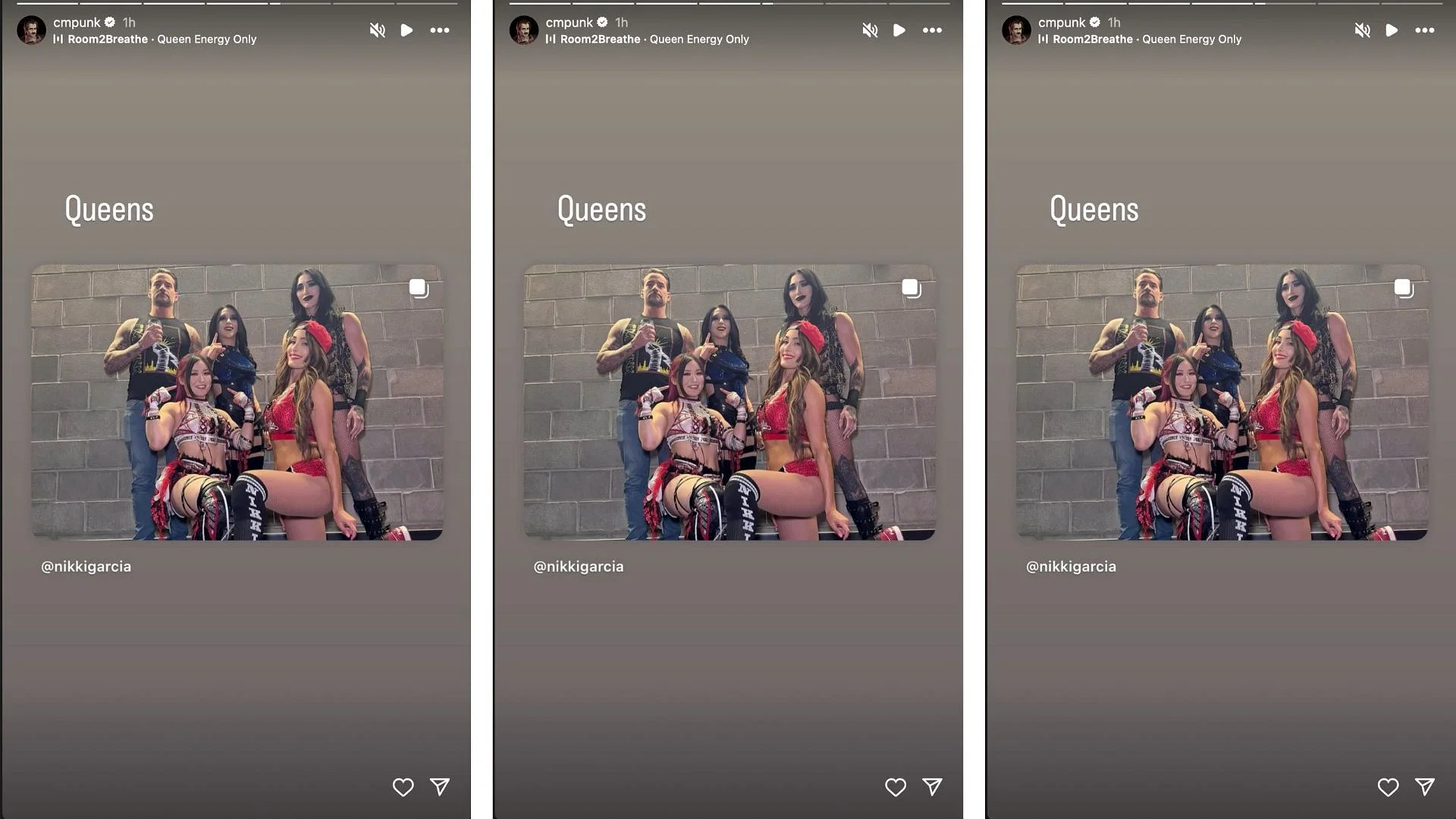 Punk shares one-word reaction to Bella&#039;s backstage photo. [Image credit: CM Punk on Instagram]