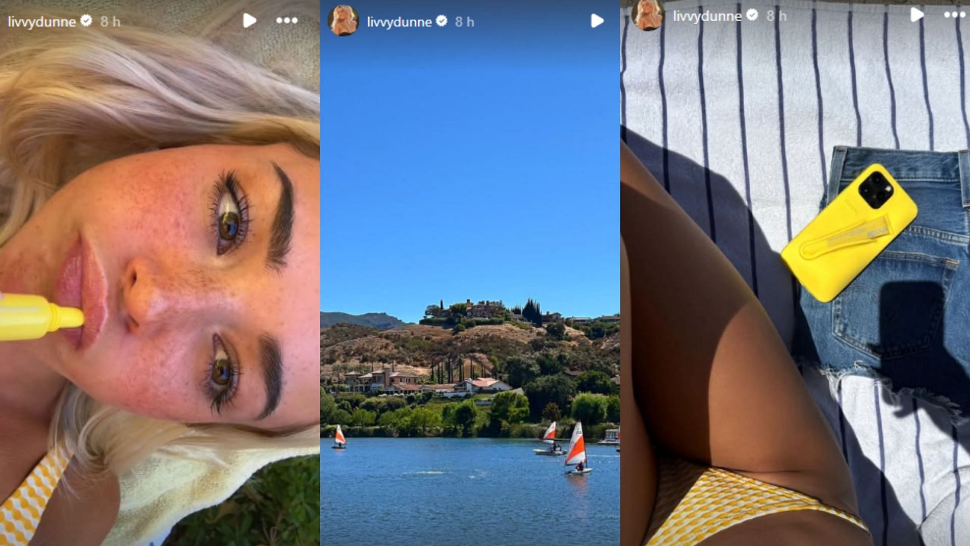 Screengrabs of Olivia Dunne&#039;s trip to Malibu beaches in California [Image Source : Olivia Dunne&#039;s Instagram]