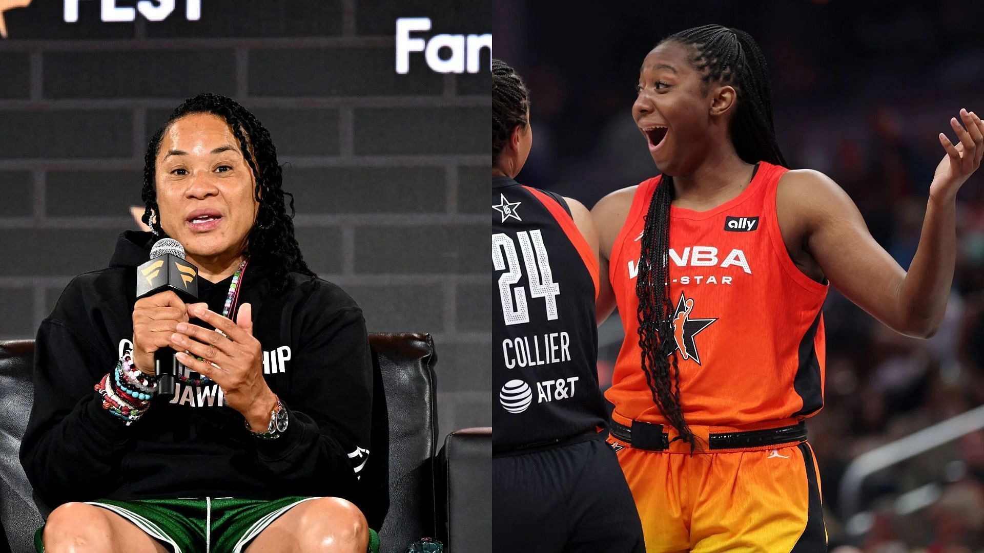 Dawn Staley and Aliyah Boston