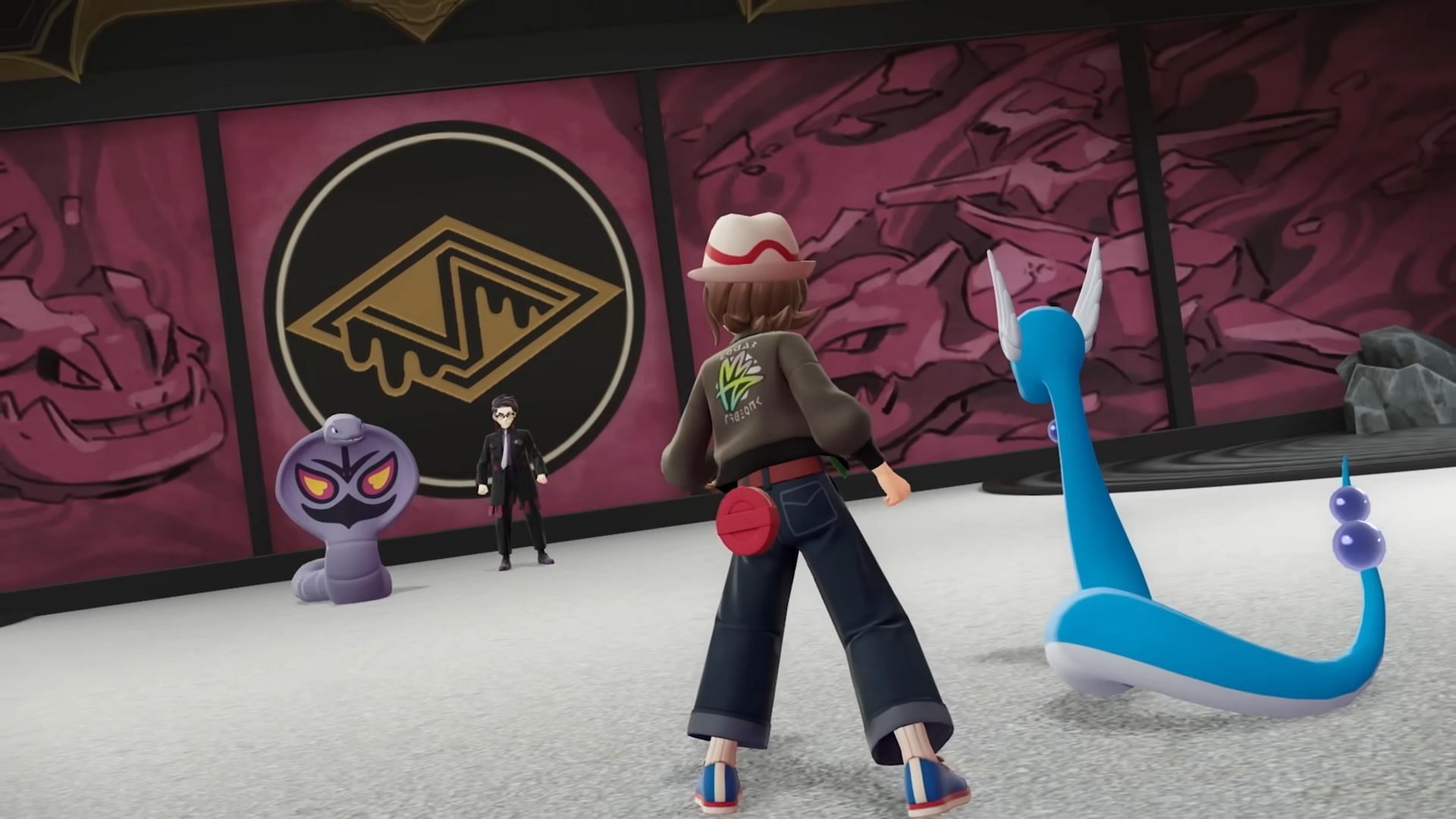 Corbeau and Arbok seen battling the player (Image via The Pokemon Company)