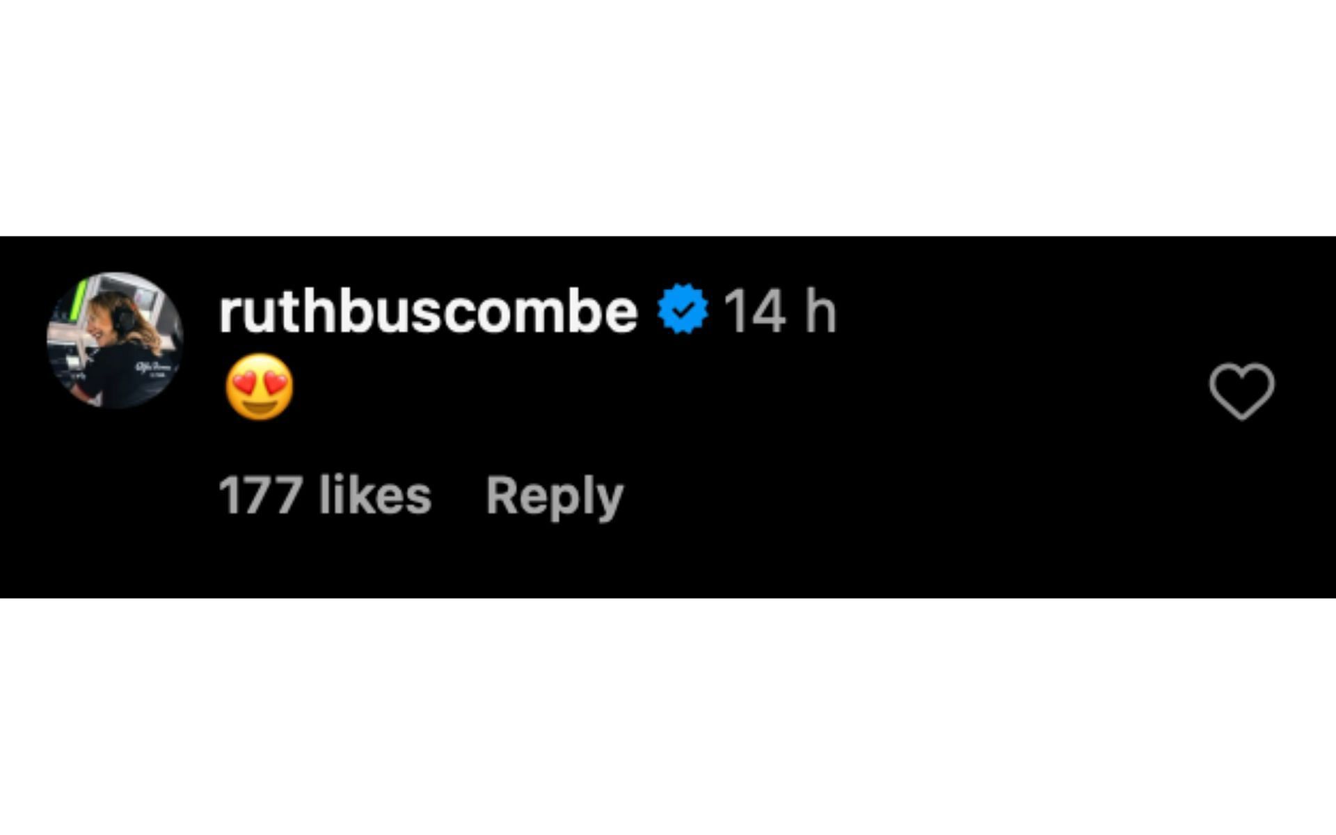 Ruth Buscombe&#039;s comment on Margarida Corceiro&#039;s Instagram post | Source: Instagram