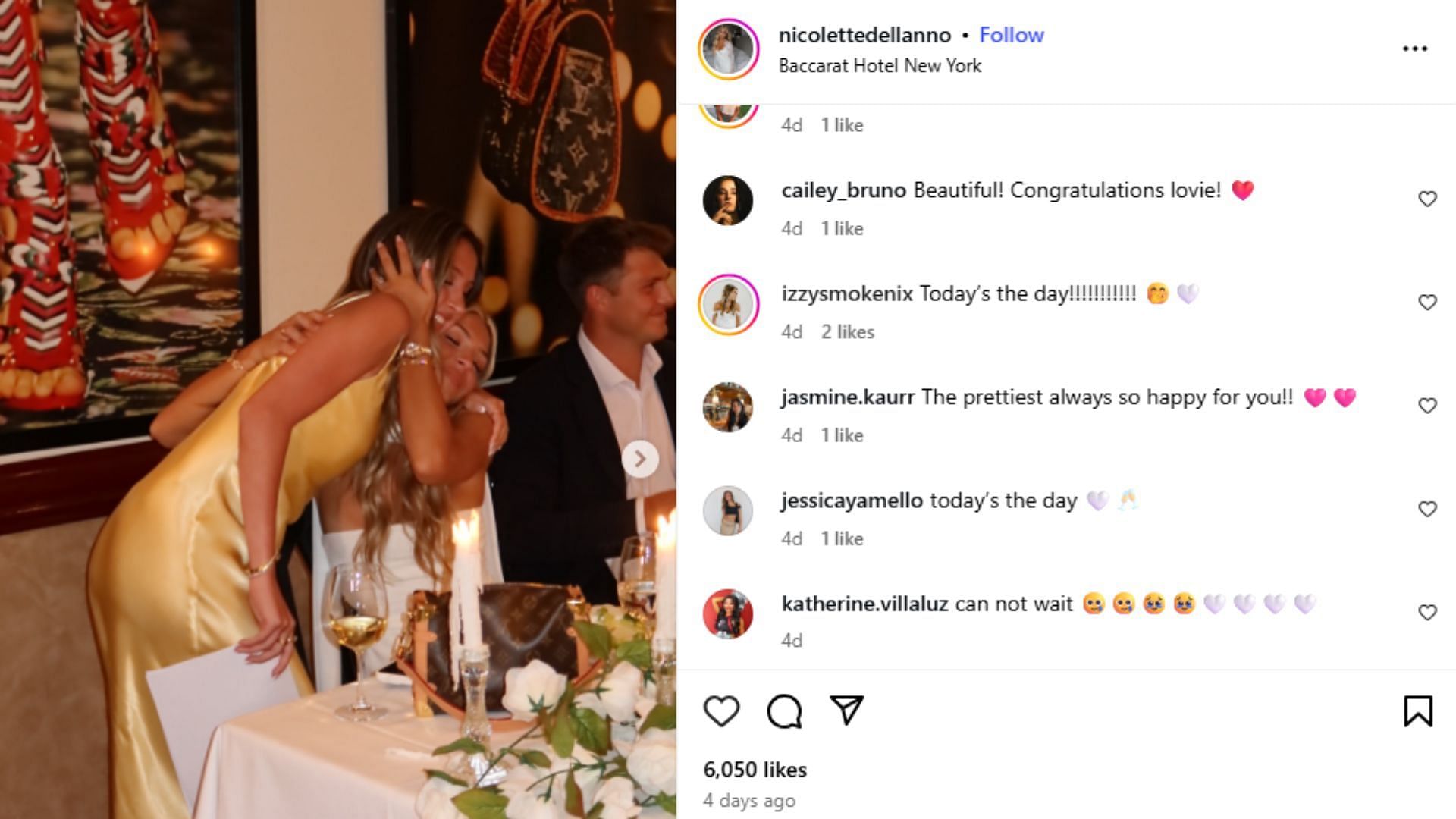 Izzy Nix&#039;s comment on Nicolette Dellanno&#039;s Instagram post. (Photo via Nicolette Dellano&#039;s Instagram)