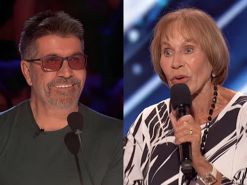 Simon reacts to Sandra Risser stand up bit on AGT