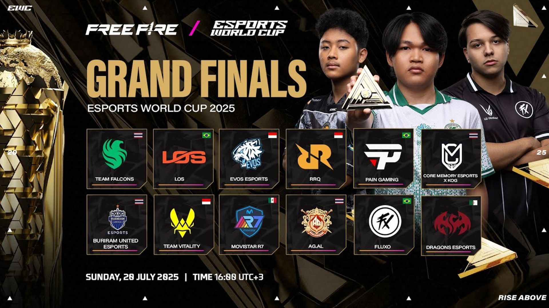Free Fire World Cup 2025 Finals takes place on July 20 (Image via YouTube/Free Fire Esports)