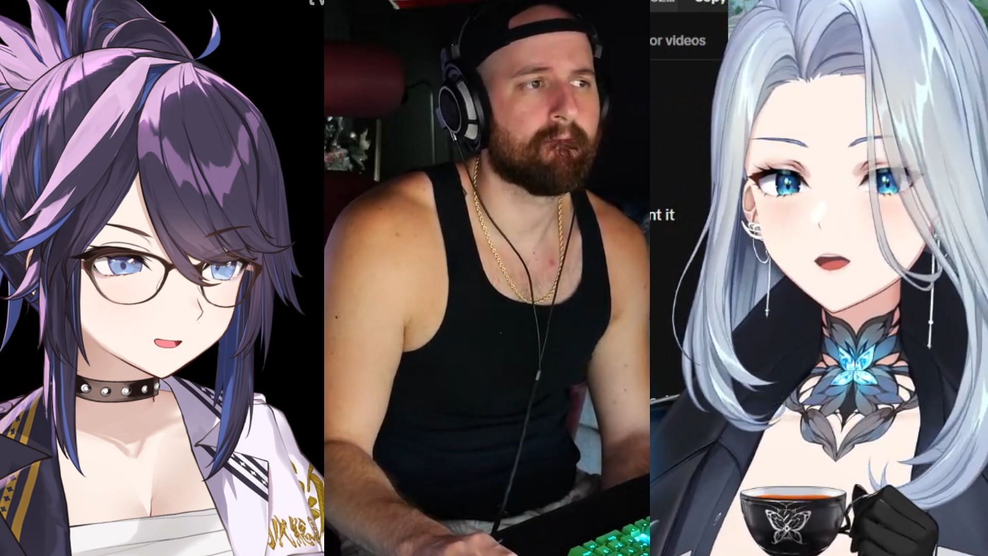 Streamers are criticising the recent statement released by VShojo CEO (Image via Tectone/YouTube, LeeandLie/Twitch and ksonsouchou/Twitch)