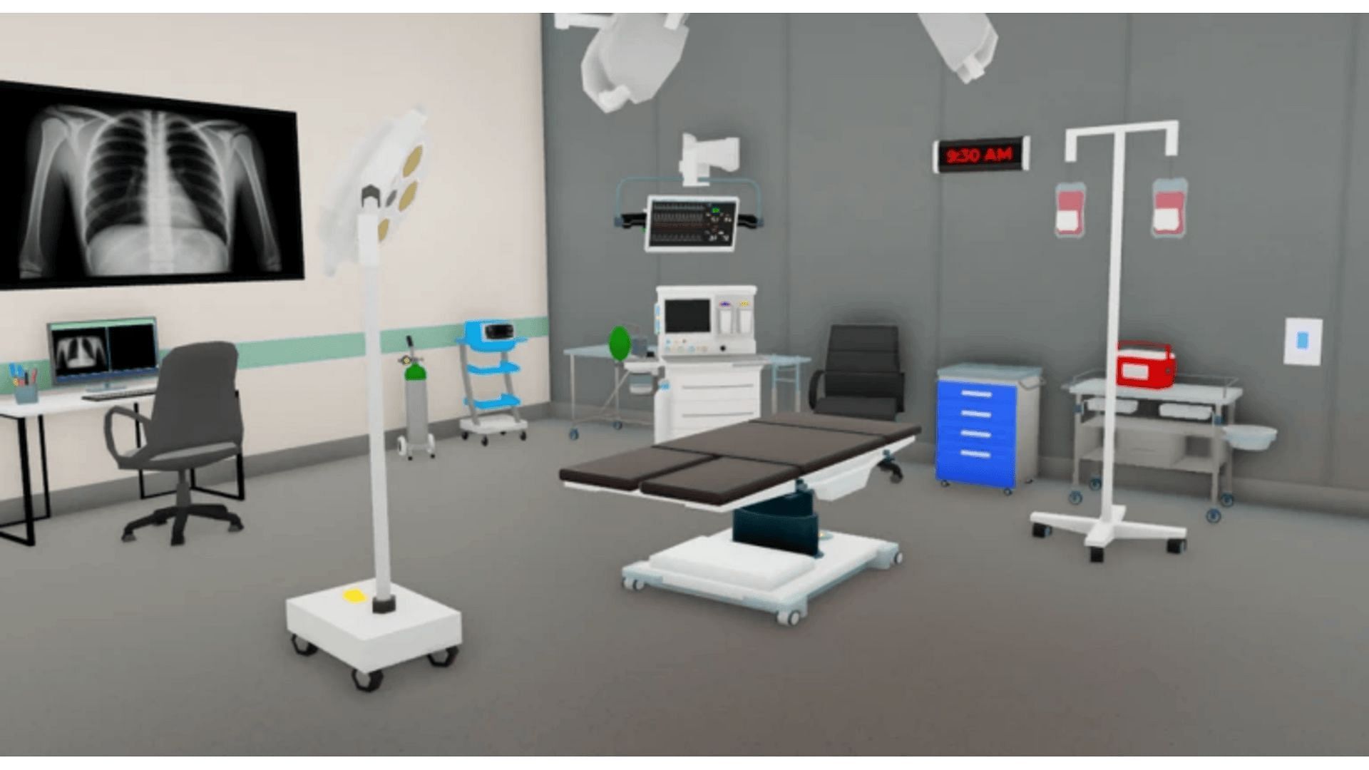 Gameplay screenshot of the ER Room in Maple Hospital (Image via Roblox)